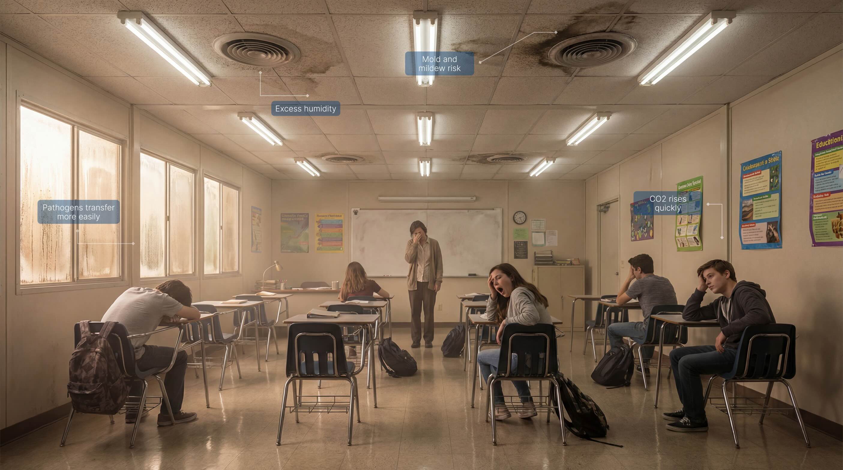 Before – warm, stressed retail floor and displays